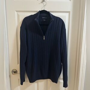 Hathaway Platinum Mens size Large 100% Lambs Wool Sweater Pullover quarter zip